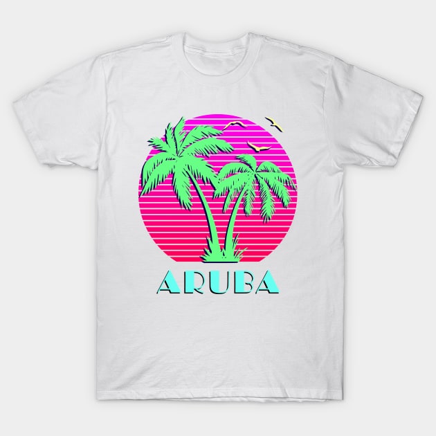 Aruba Palm Trees Sunset T-Shirt by Nerd_art